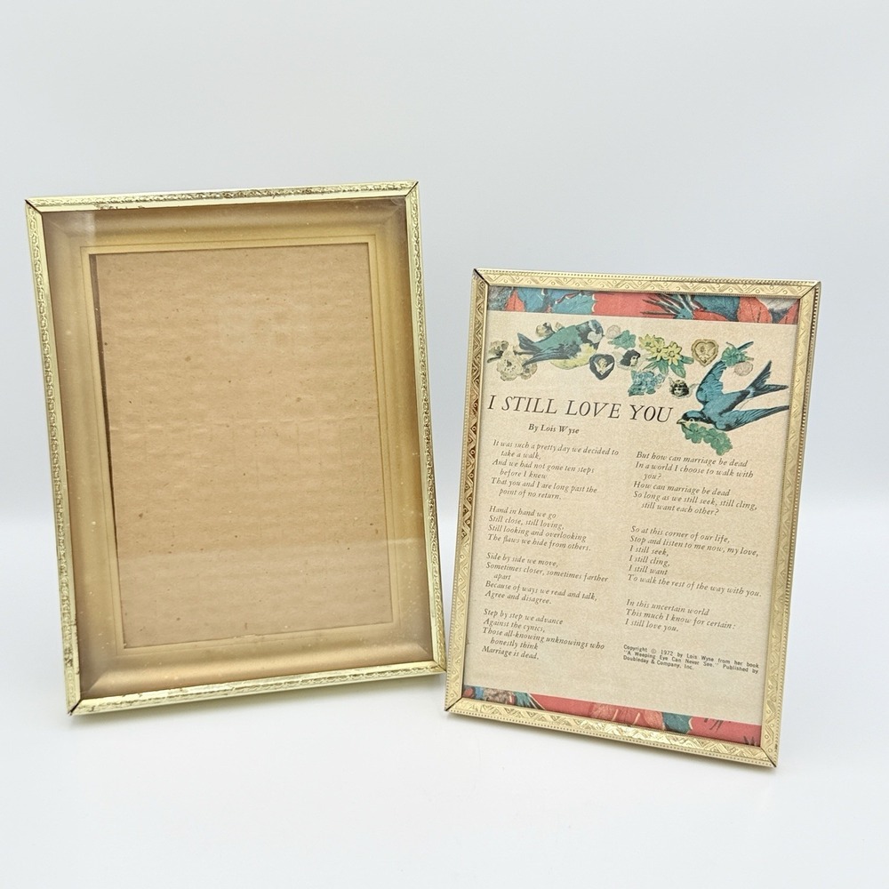 VTG Gold Tone Picture Frame Lot 5x7 & 8x6.25 Ornate Floral Desktop Easel Pair